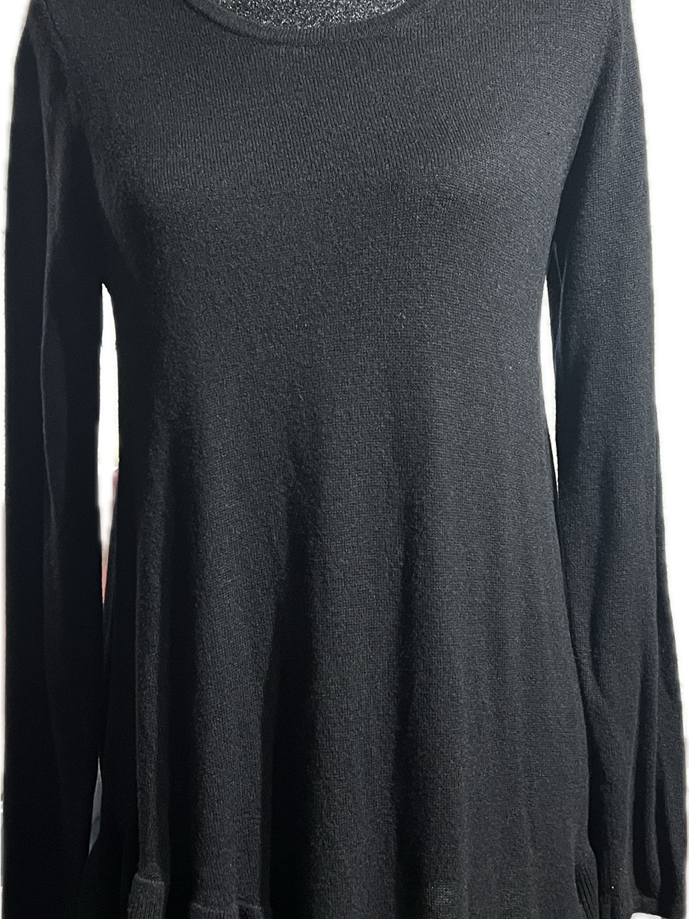 Context Black Long-Sleeve Flared Tunic Sweater